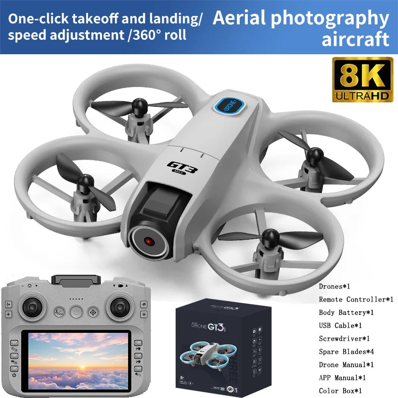 NEW GT3 Mini With LED Foldable Drones GPS 4K/8K HD Dual Cameras Brushless Motor Obstacle Avoidance RC FPV Quadcopters Toys Gifts