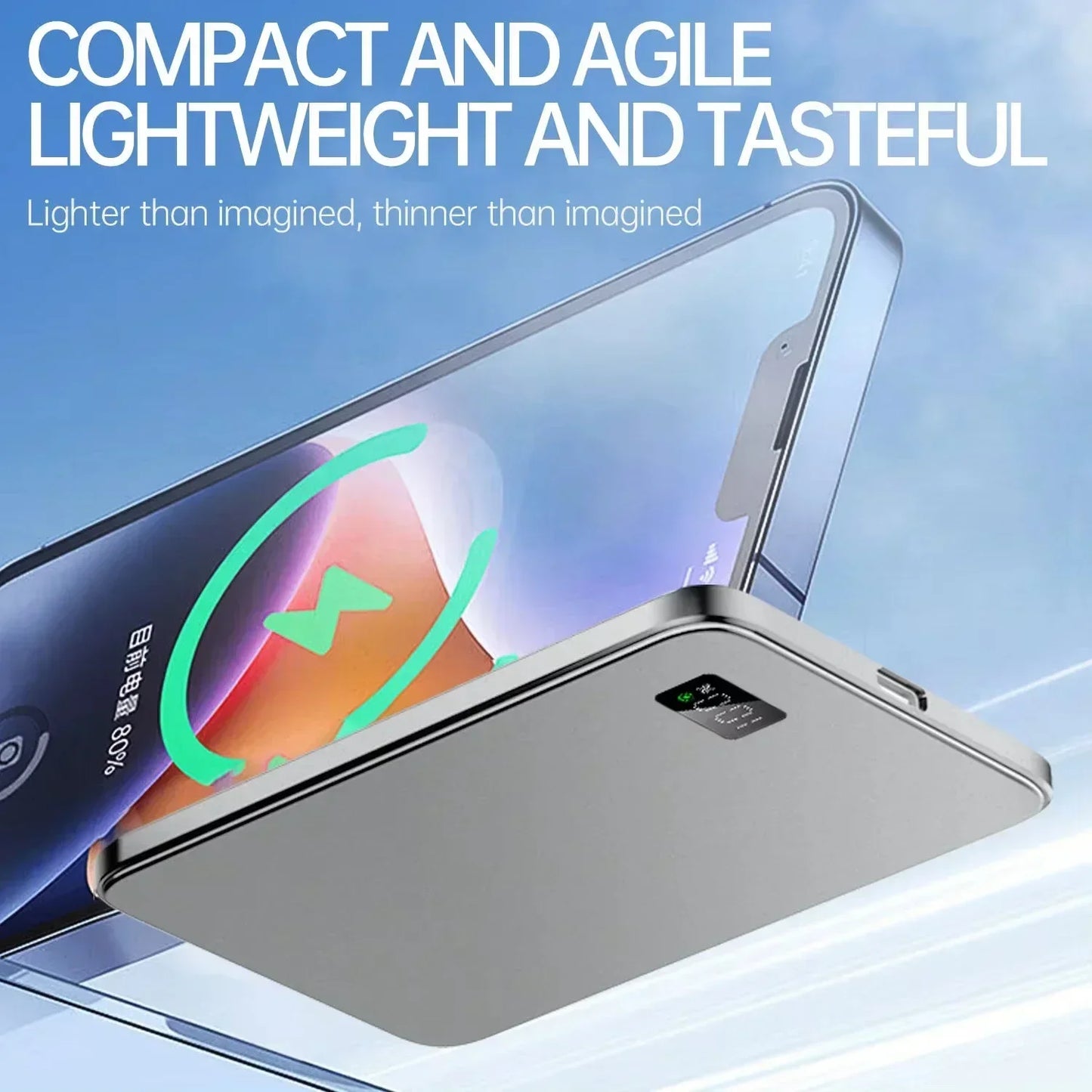 Lenovo Ultra-thin 500000mAh Mobile Power Bank MagSafe Magnetic Wireless Fast Charging Portable Electronic Display For iPhone
