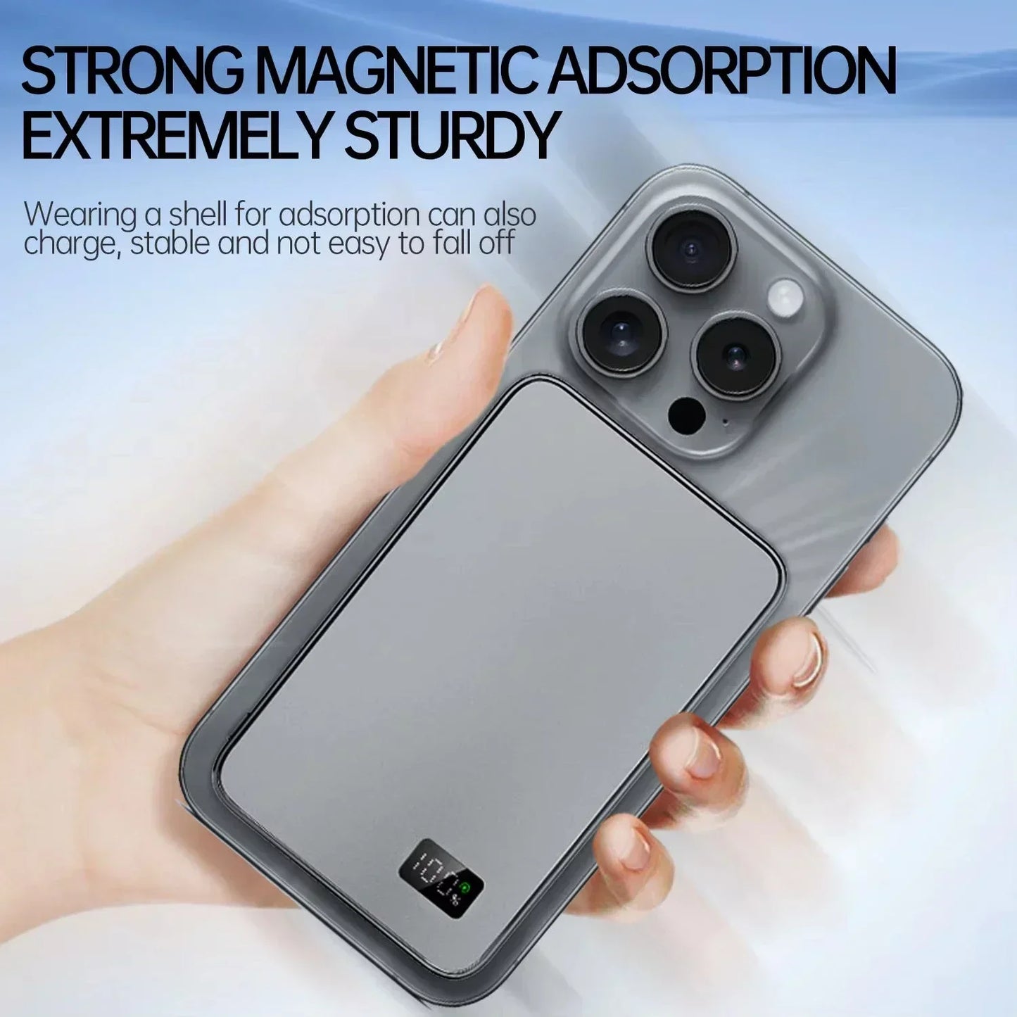 Lenovo Ultra-thin 500000mAh Mobile Power Bank MagSafe Magnetic Wireless Fast Charging Portable Electronic Display For iPhone