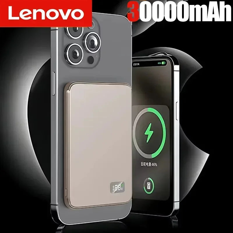 Lenovo Ultra-thin 500000mAh Mobile Power Bank MagSafe Magnetic Wireless Fast Charging Portable Electronic Display For iPhone