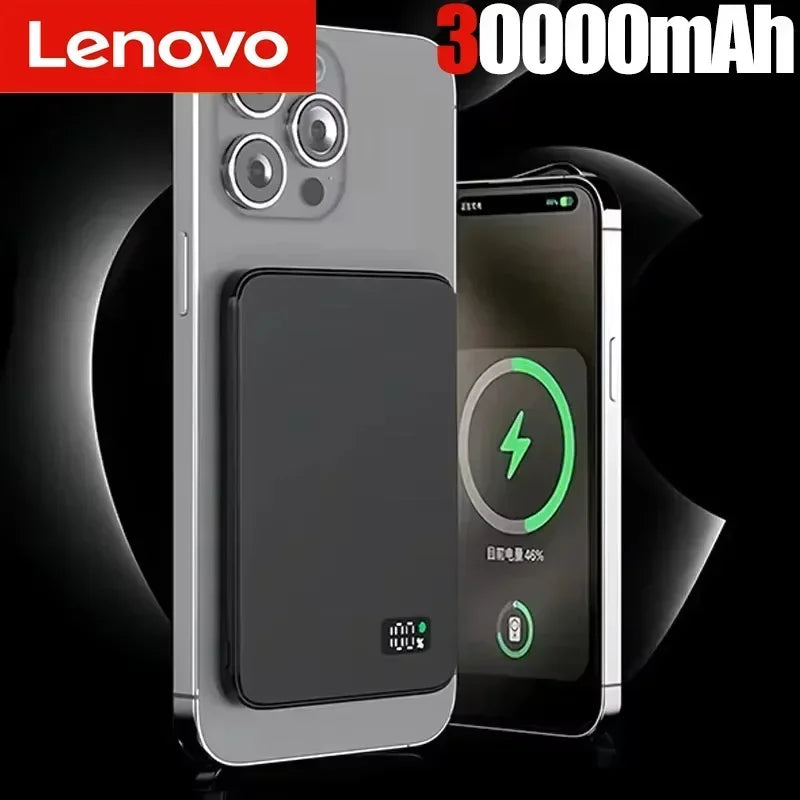 Lenovo Ultra-thin 500000mAh Mobile Power Bank MagSafe Magnetic Wireless Fast Charging Portable Electronic Display For iPhone