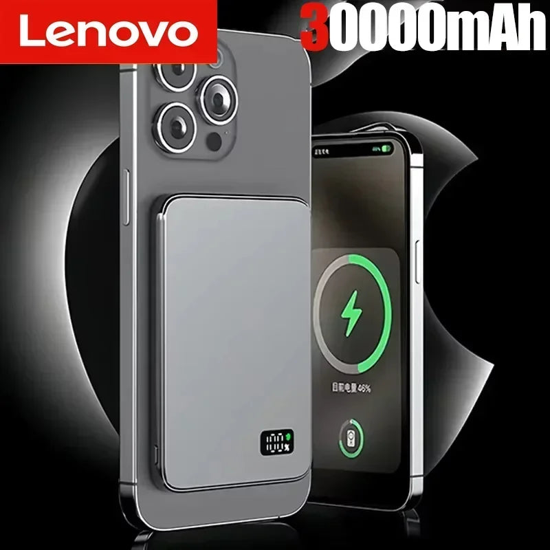 Lenovo Ultra-thin 500000mAh Mobile Power Bank MagSafe Magnetic Wireless Fast Charging Portable Electronic Display For iPhone