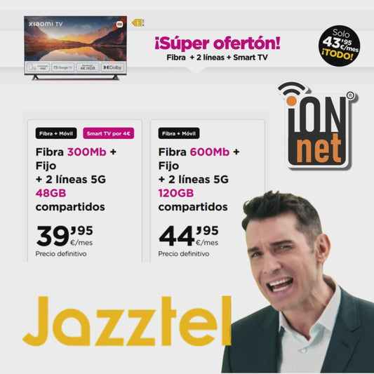 Jazztel 2 Móviles + Fibra + Smart TV